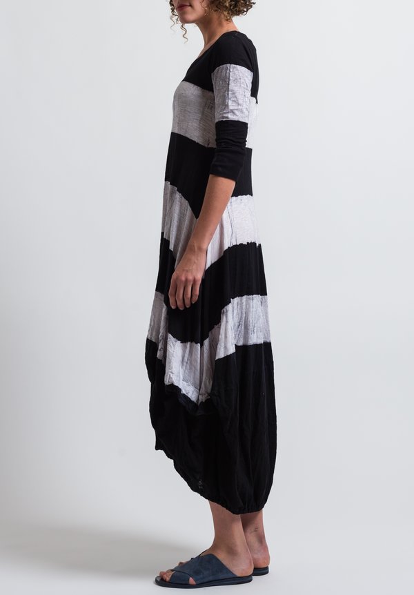 Gilda Midani Balloon Dress in Stripes Black + White	