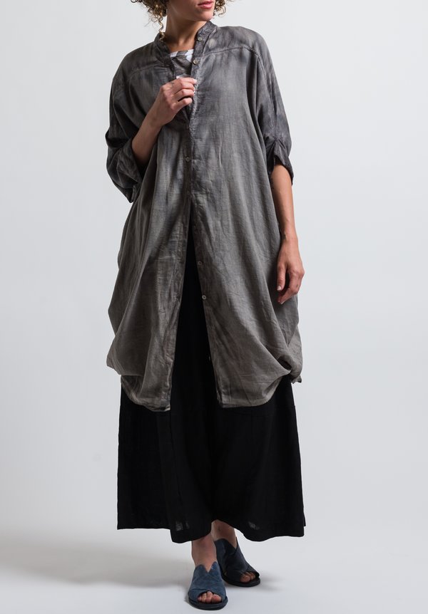 Gilda Midani Solid Dyed Linen Square Dress in Cement	