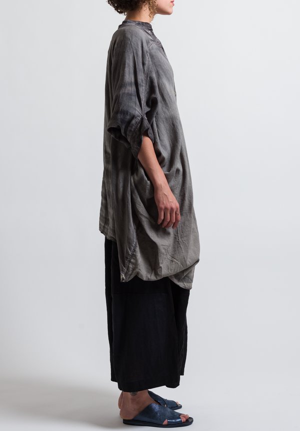 Gilda Midani Solid Dyed Linen Square Dress in Cement	