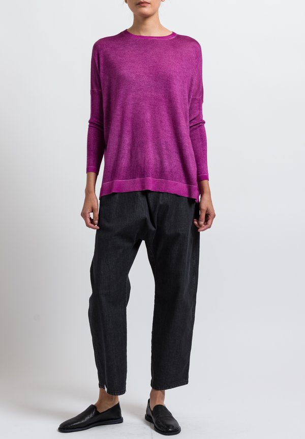Avant Toi Cashmere/ Silk Relaxed Lightweight Sweater in Magenta	