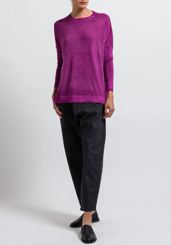 Avant Toi Cashmere/ Silk Relaxed Lightweight Sweater in Magenta	