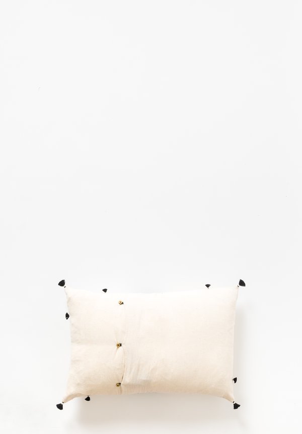 Injiri Khadi Cotton Rebari Lumbar Pillow in Cream / Black	