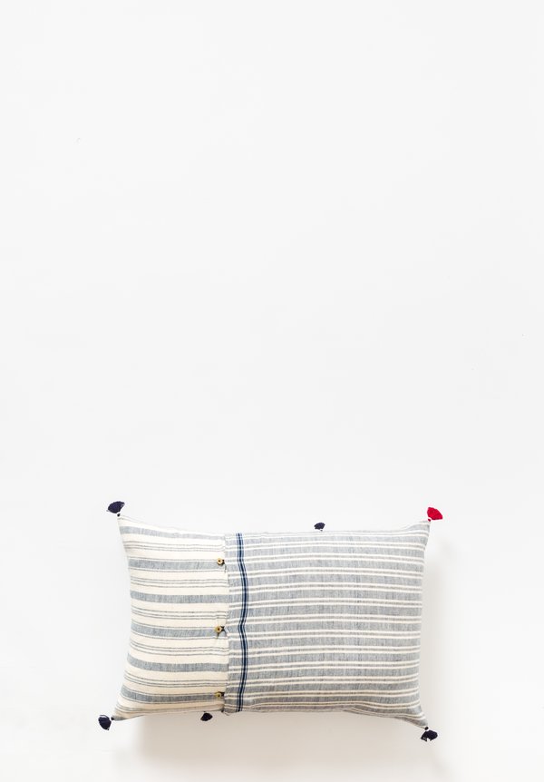 Injiri Cotton Nila Lumbar Pillow in Cream / Navy	