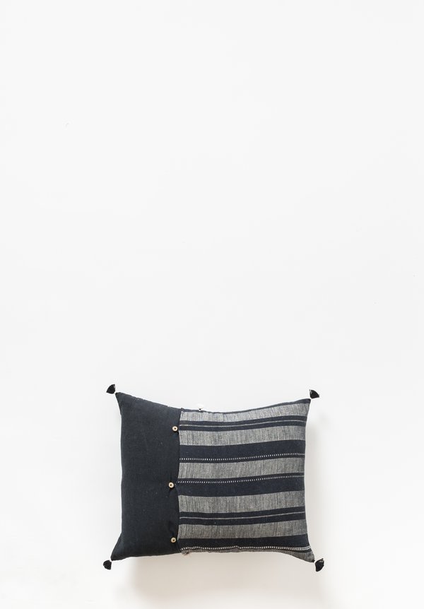 Injiri Small Organic Cotton Jat Lumbar Pillow in Black	