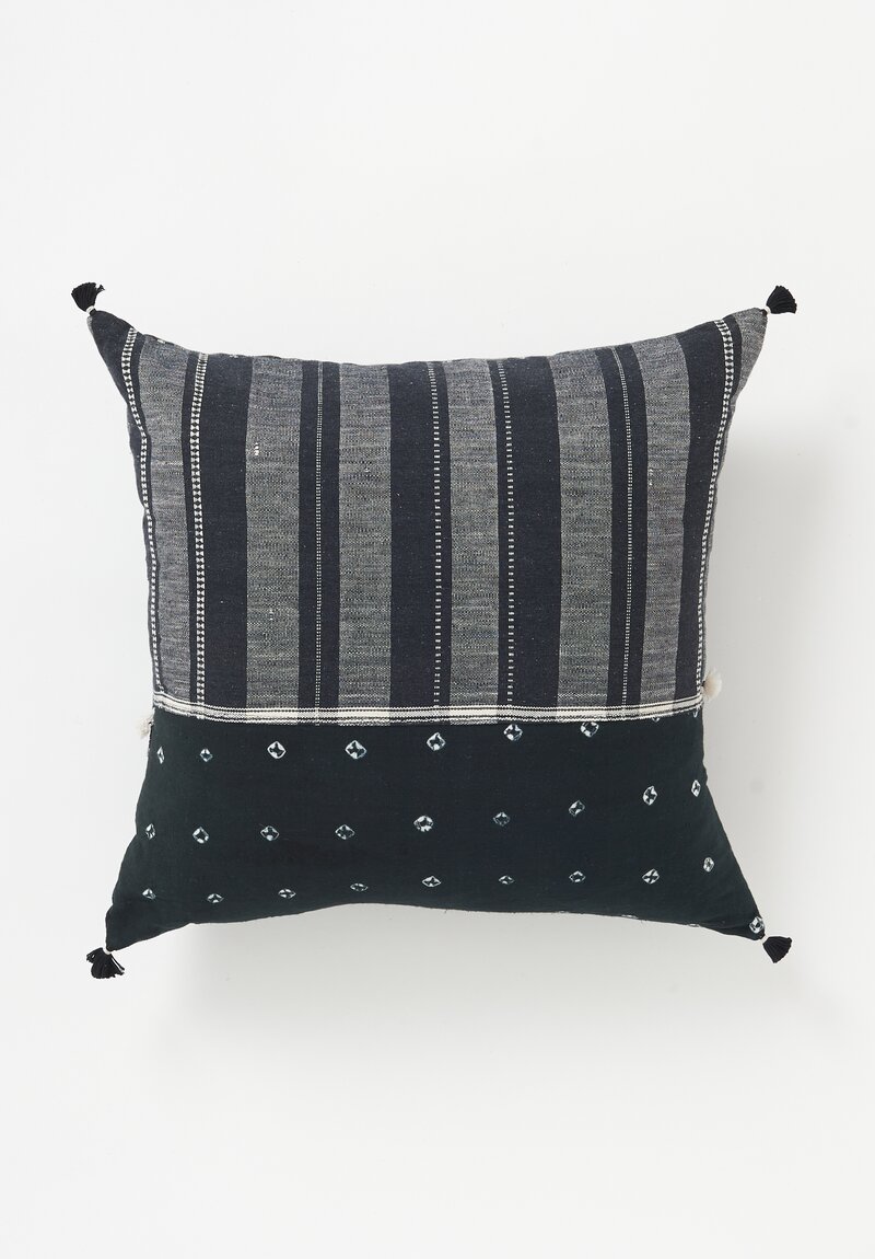 Injiri Handmade Organic Cotton Jat Pillow in Black	