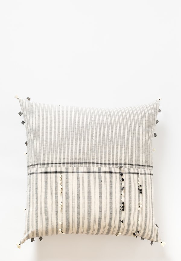 Injiri Handwoven XLarge Rebari Square Pillow in Cream / Grey	