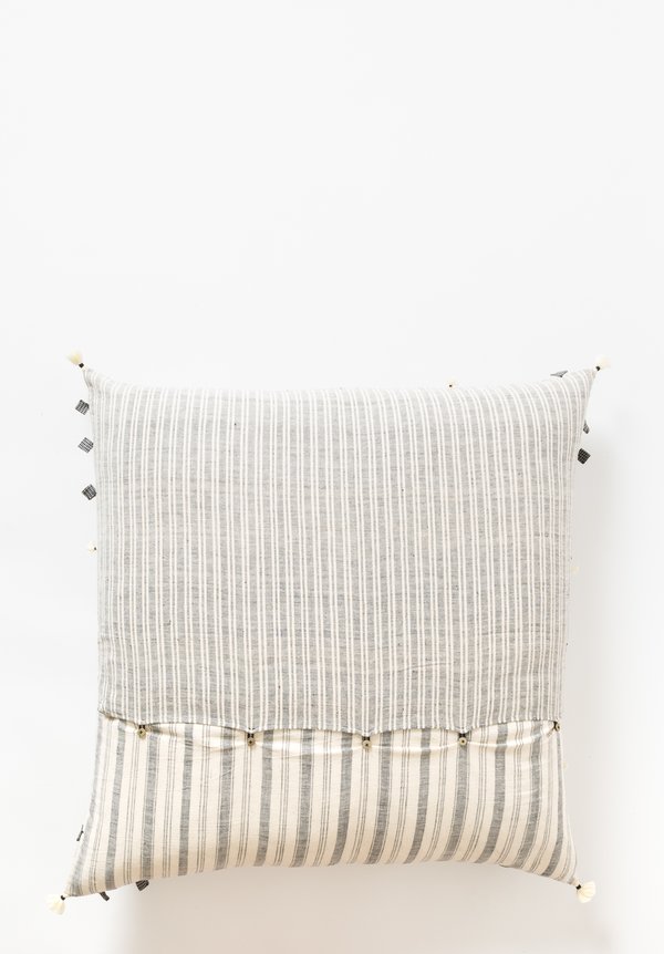 Injiri Handwoven XLarge Rebari Square Pillow in Cream / Grey	