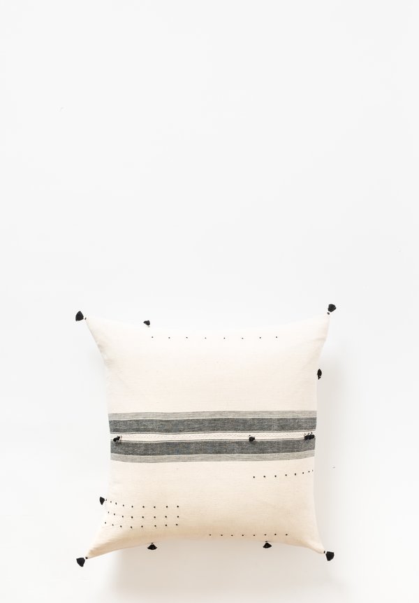 Injiri Large Khadi Cotton Rebari Pillow in Cream / Black	