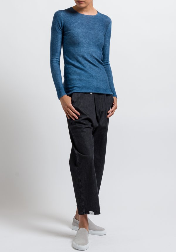 Avant Toi Cashmere/ Silk Fitted Crew Neck Sweater in Deep	