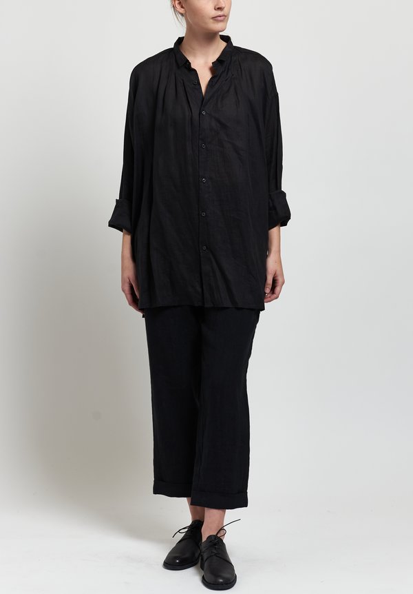 Kaval Pleated Front Blouse in Black