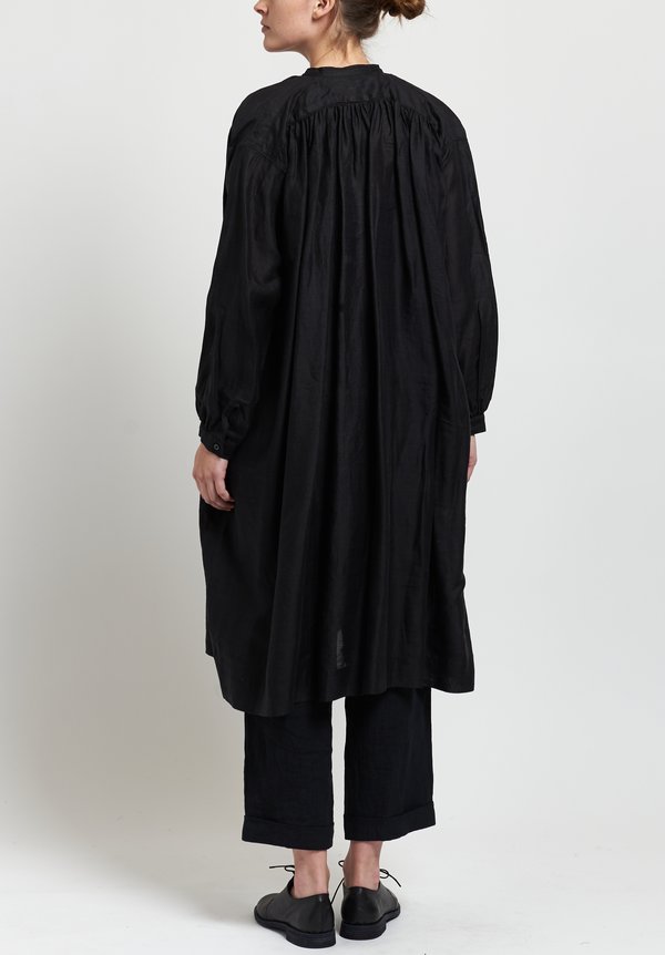Kaval Long Gathered Tunic in Black