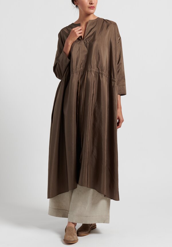 Kaval Silk Satin Dress in Beige	