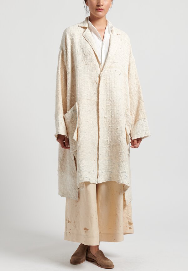Kaval Hand Woven Stole Coat in Natural	