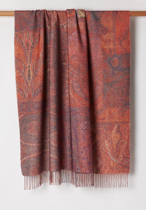 Alonpi Cashmere Printed Fringe Throw in Muses	