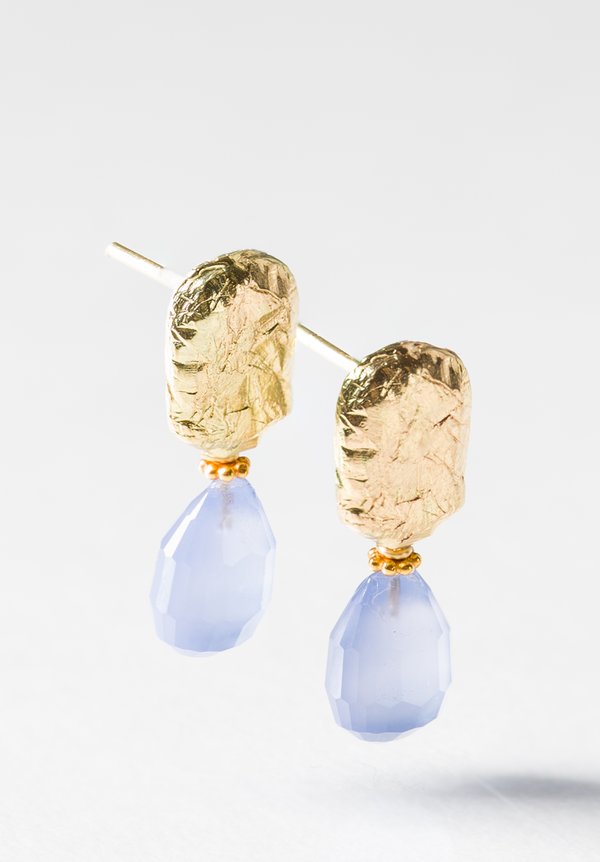 Greig Porter 18K, Briolette-Cut Blue Chalcedony Earrings	