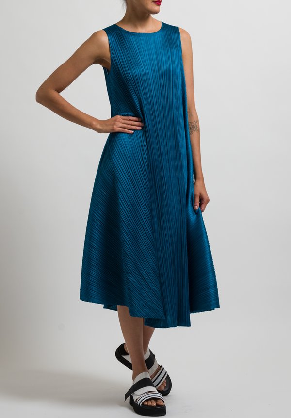 Issey Miyake Pleats Please Luster Dress in Teal | Santa Fe Dry