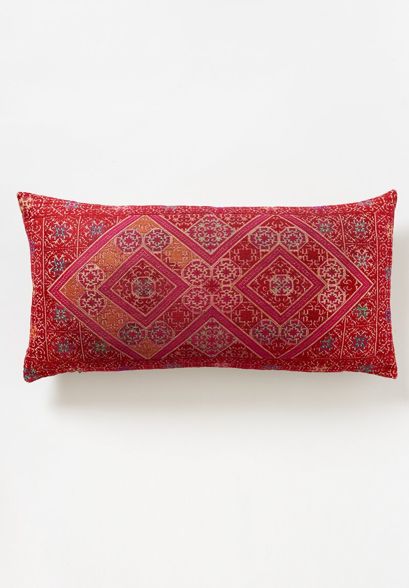 Antique Swati Lumbar Pillow in Red Diamond 3	