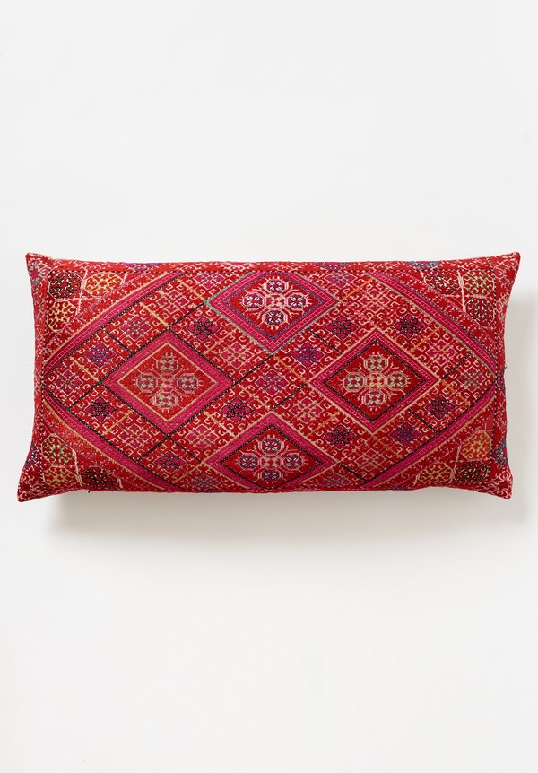 Antique Swati Lumbar Pillow in Red Diamond 4	