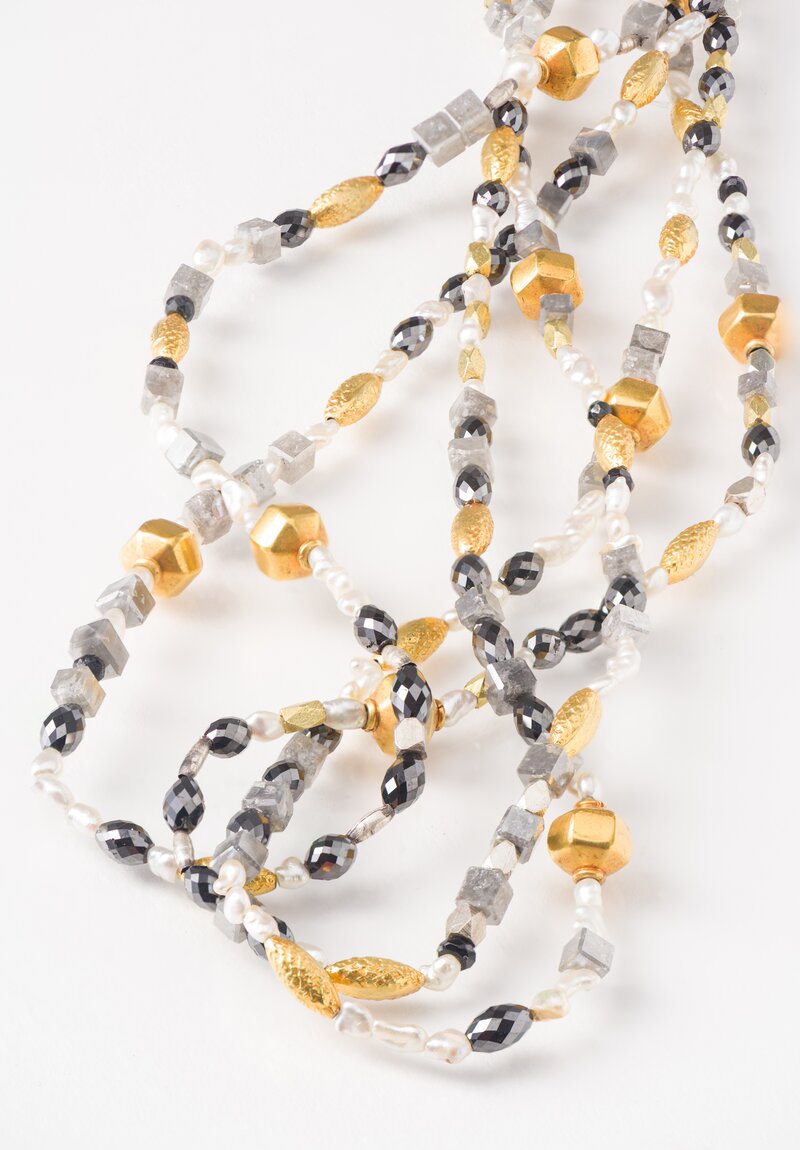 Karen Melfi 18K, Diamond & Pearl Triple Strand Necklace	