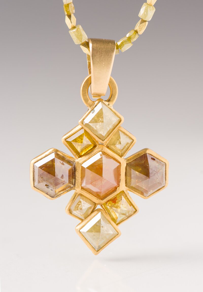 Karen Melfi 22K, Diamond Hex & Square Cross Pendant	