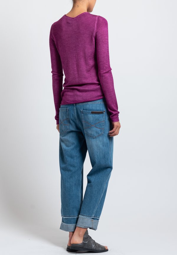 Avant Toi Rolled Hem Sweater in Purple	
