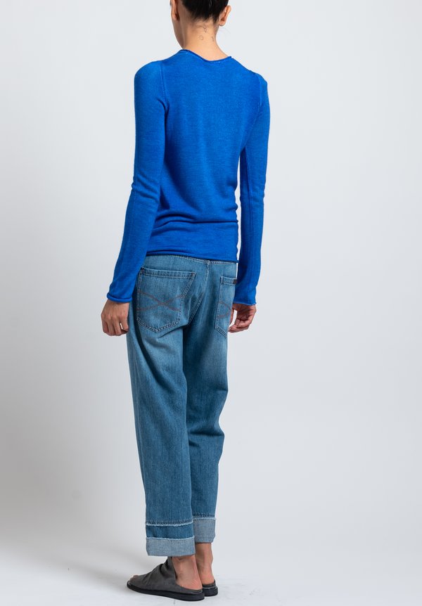 Avant Toi Rolled Hem Sweater in Blue	