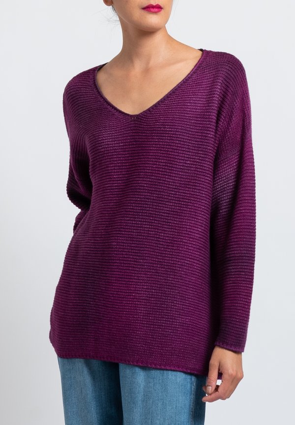 Avant Toi Ombre V-Neck Sweater in Purple	