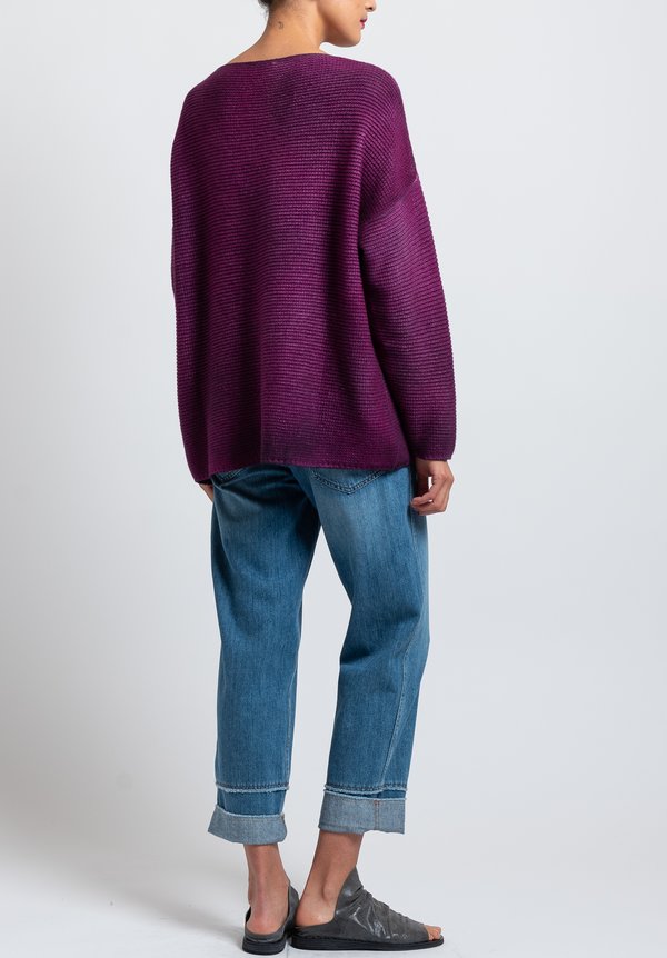 Avant Toi Ombre V-Neck Sweater in Purple	