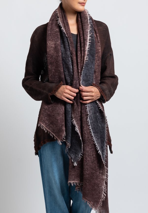 Avant Toi Cashmere Felted Stained Scarf in Nero / Brick	