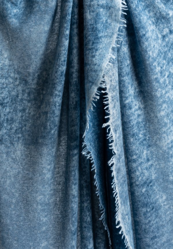 Avant Toi Cashmere Felted Stained Scarf in Deep Blue