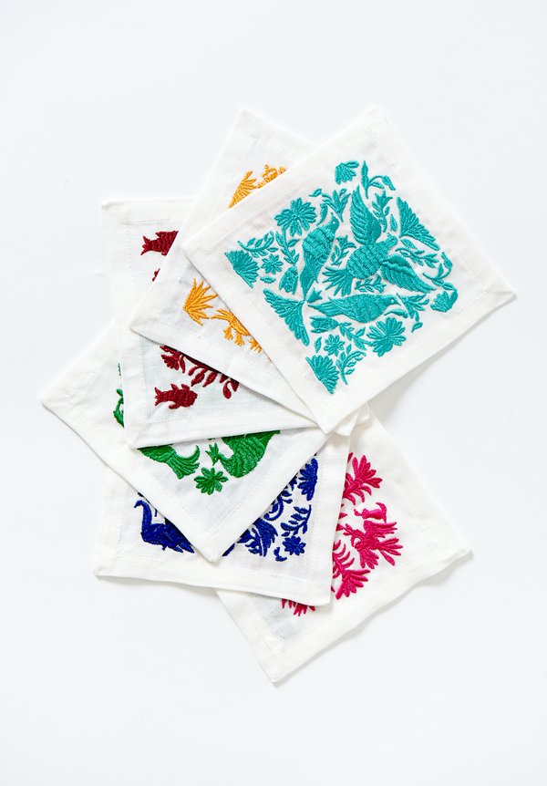 Kim Seybert Set of 6 Linen Otomi Cocktail Napkins	