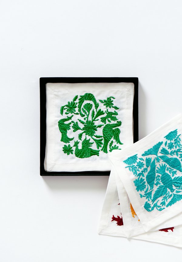 Kim Seybert Set of 6 Linen Otomi Cocktail Napkins	