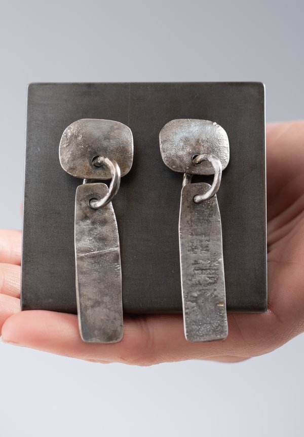 Holly Masterson Hand-Formed Circular Post and Rectangle Drop Earrings	
