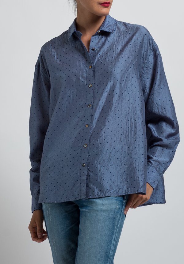 Péro Oversized Polka Dot Shirt in Blue 