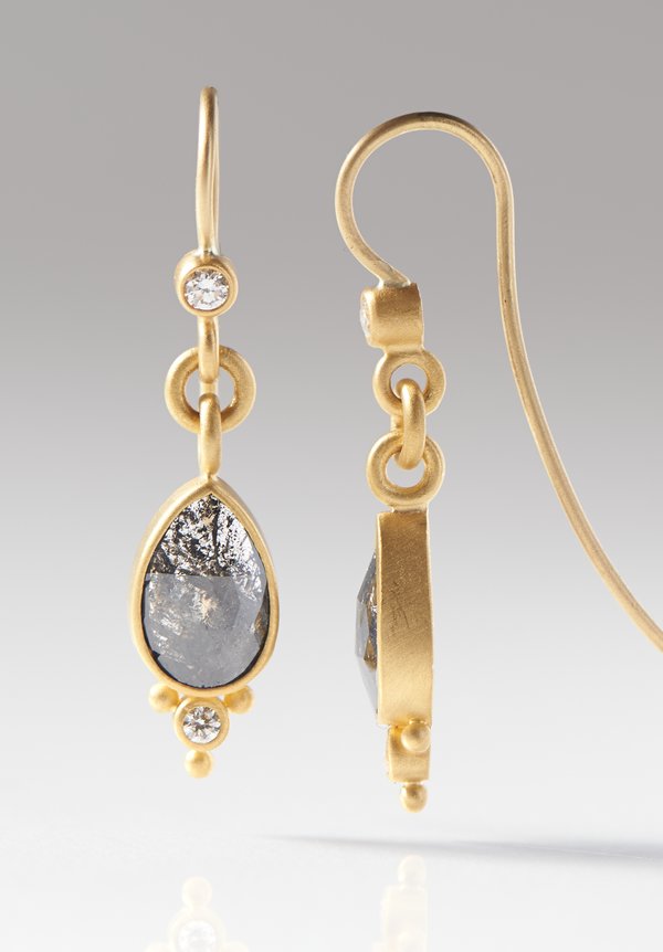 Denise Betesh 22K, Charcoal Rose Cut Diamond Earrings	