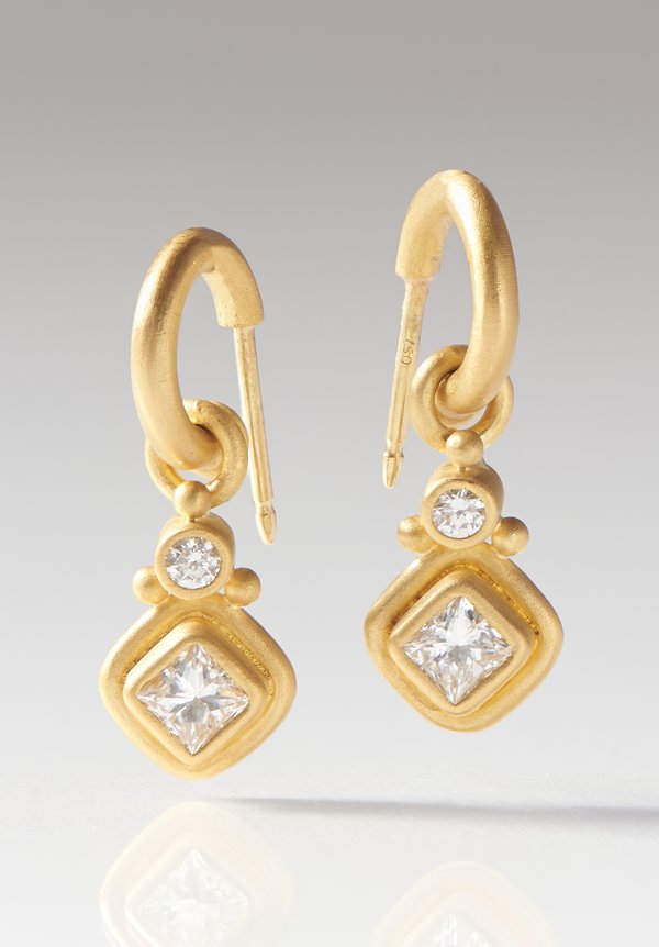 Denise Betesh 22K, Diamond S-Hoop Earrings	