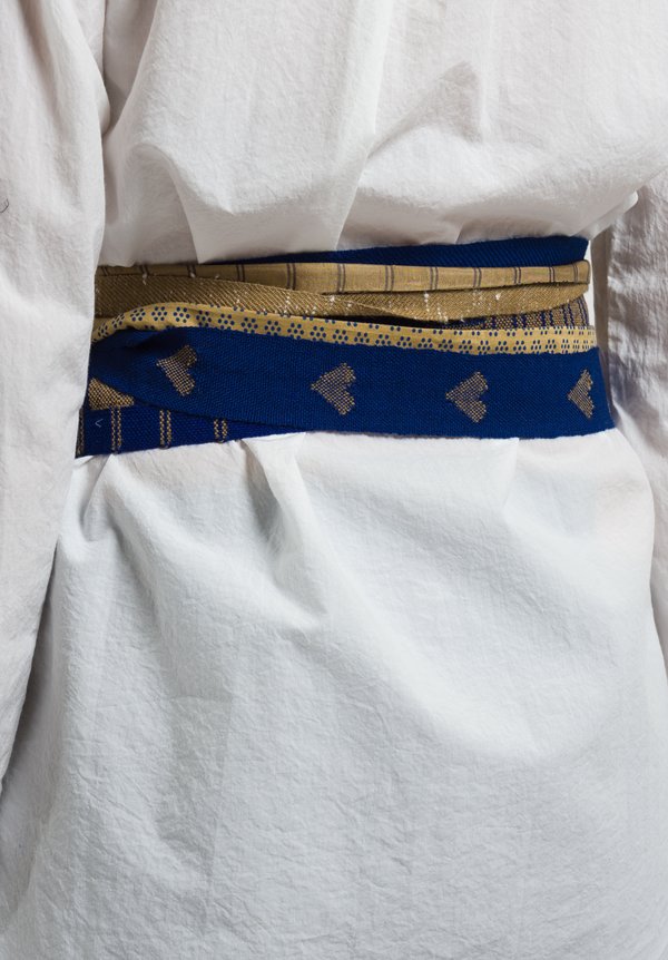 Pero Multi-Fabric Woven Belt in Blue / Sand	