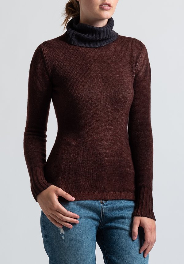 Avant Toi Fitted Turtleneck Sweater in Brown	