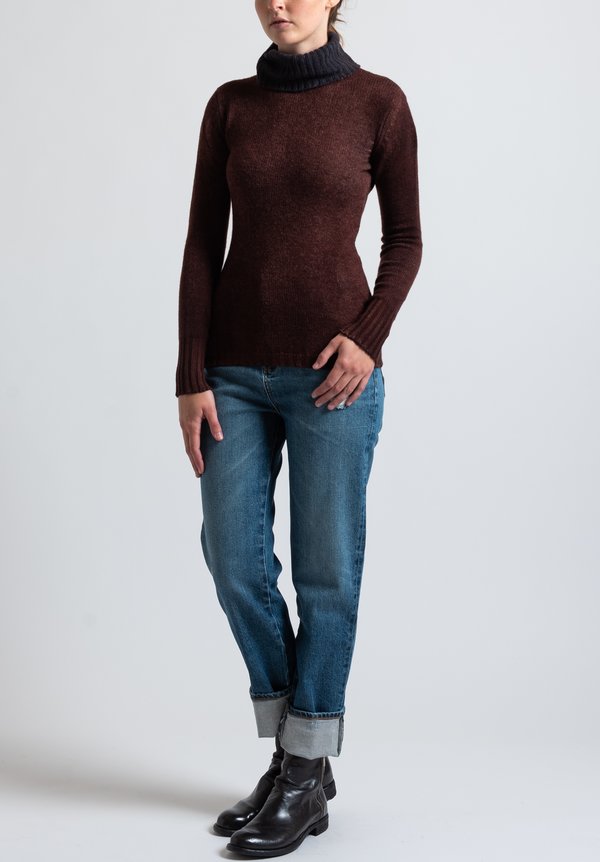 Avant Toi Fitted Turtleneck Sweater in Brown	