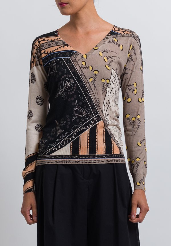 Etro Silk/ Cashmere Sweater in Light Brown	
