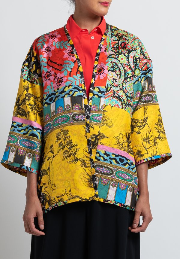 Etro Reversible Floral Jacket in Yellow/ Fushia	