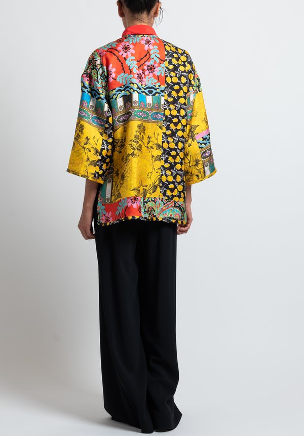 Etro Reversible Floral Jacket in Yellow/ Fushia	