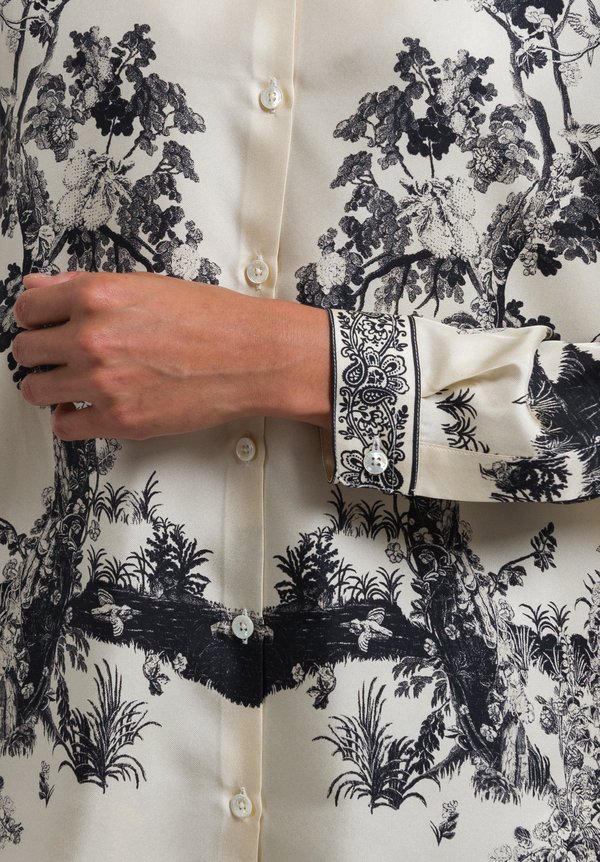 Etro Trees & Floral Printed Shirt in White/ Black	