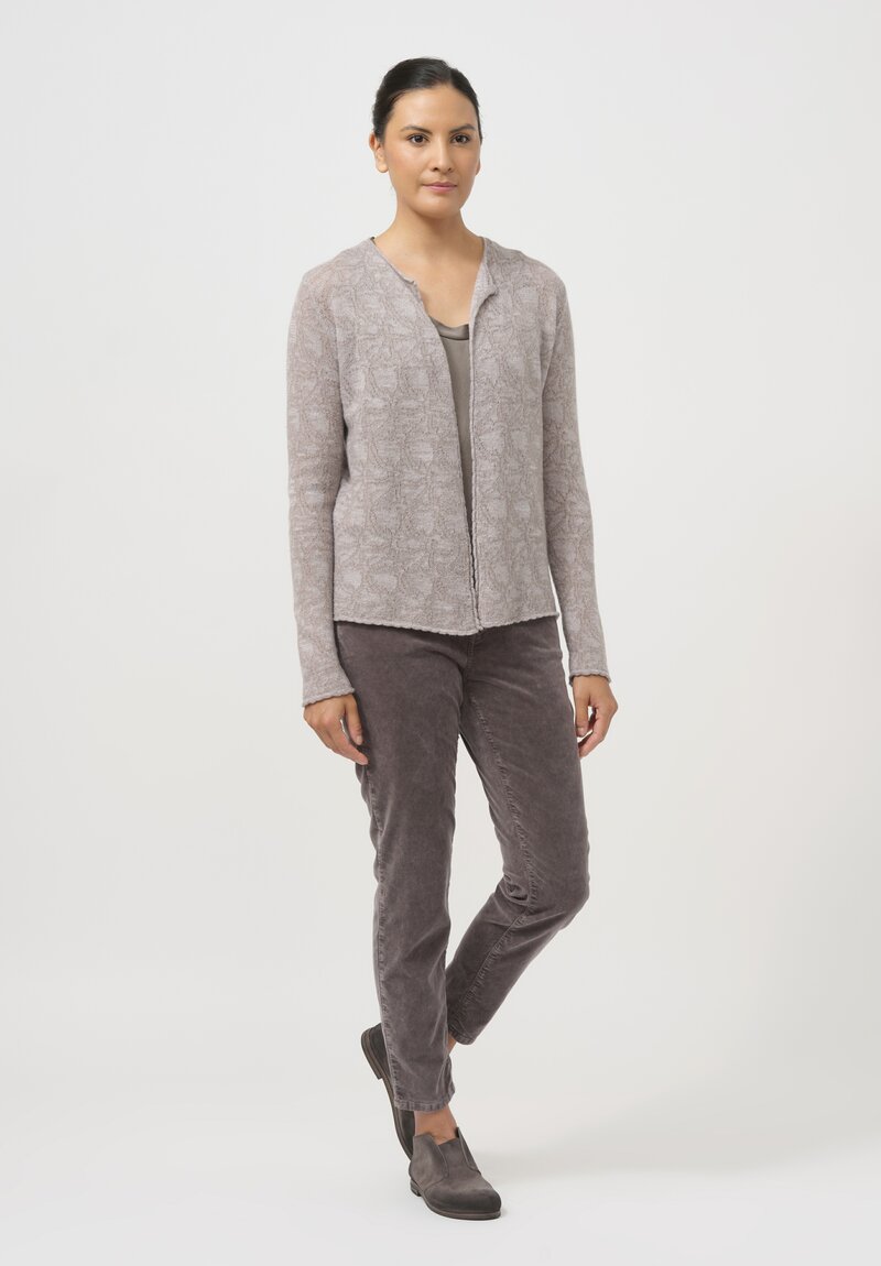 Lainey Keogh Cashmere Lightweight Cardigan in Taupe & White	