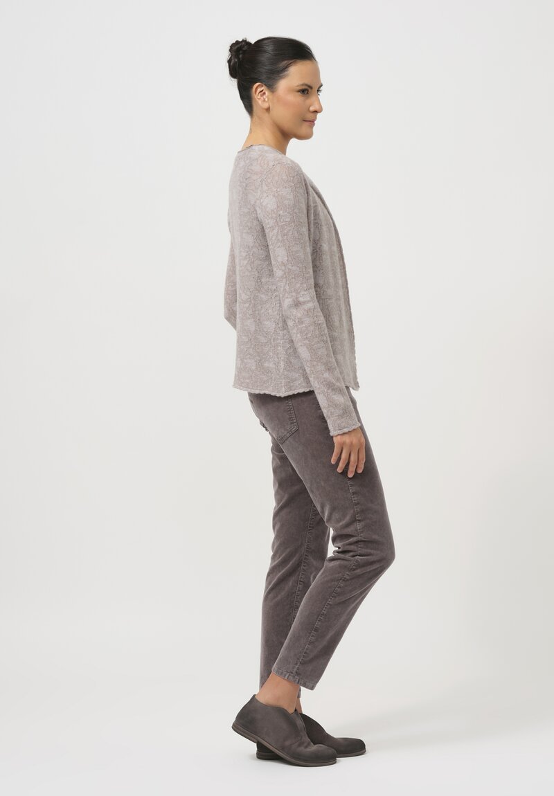 Lainey Keogh Cashmere Lightweight Cardigan in Taupe & White	