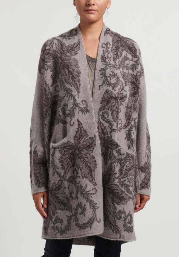 Lainey Keogh Floral Cocoon Coat in Taupe	