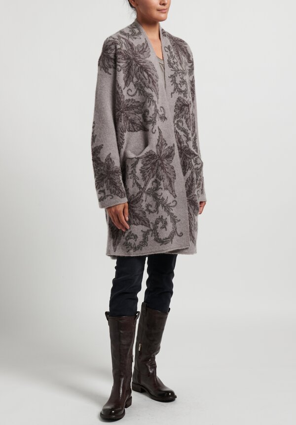 Lainey Keogh Floral Cocoon Coat in Taupe	