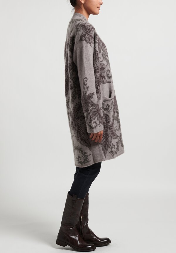 Lainey Keogh Floral Cocoon Coat in Taupe	