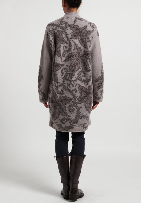 Lainey Keogh Floral Cocoon Coat in Taupe	
