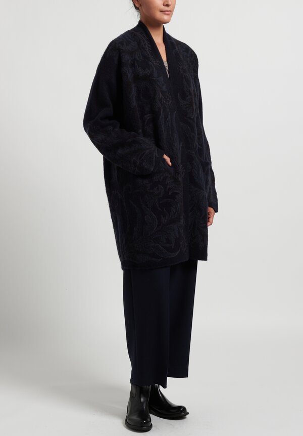 Lainey Keogh Floral Cocoon Coat in Navy	